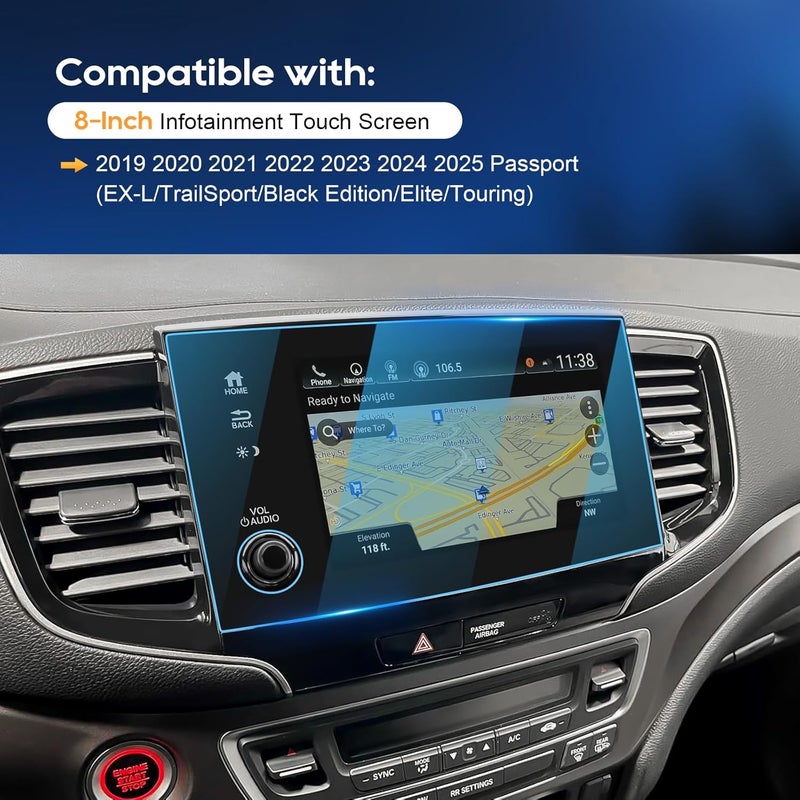 LFOTPP For 2025 Honda Passport Screen Protector - 2019~2025 Passport (EX-L/TrailSport/Black Edition/Elite/Touring) 8 inch Touchscreen [ClarityHD+] Anti Fingerprint 9H Hardness Tempered Glass* - Image 4